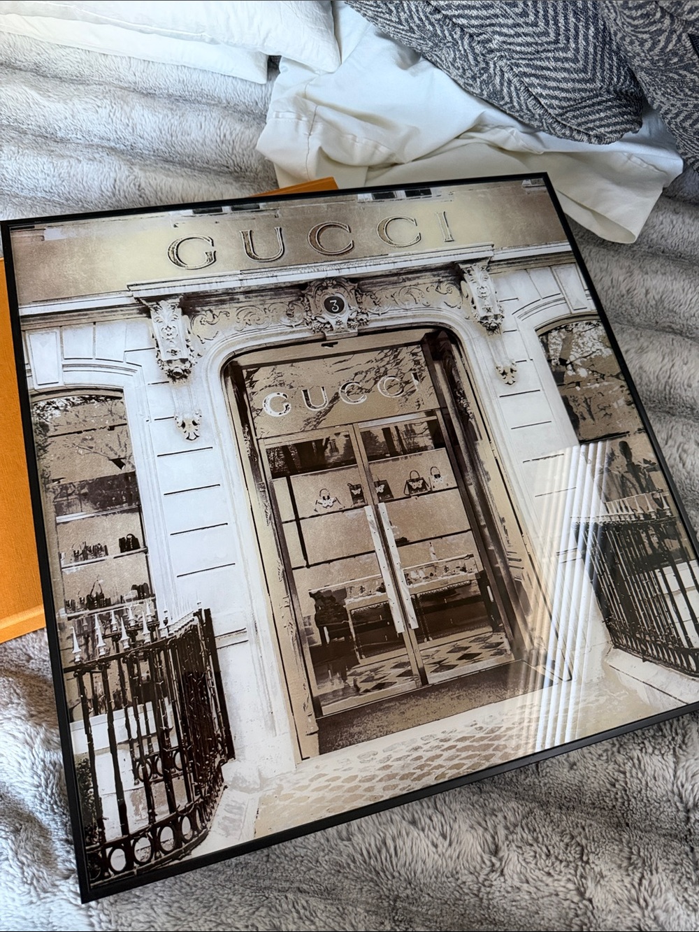 GUCCI Sepia Storefront Framed Wall Art - Brown & Cream